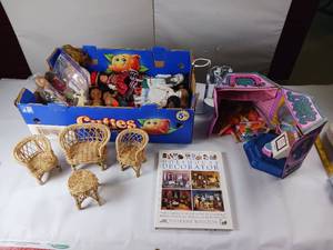 lot 130 image: Large lot of dolls with stands and furniture