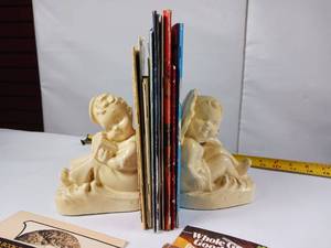 lot 186 image: Vintage Book ends with Vintage Knitting and Crocheting Patterns