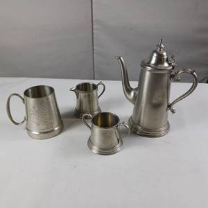 lot 209 image: Pewter Set  Cream and Sugar