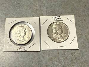 lot 24 image: 2 1952 Franklin Half Dollars