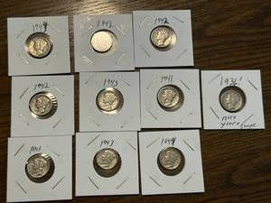 lot 34 image: 10 Mercury Dimes including 1936