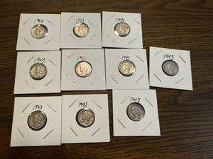 lot 35 image: 10 1943 Mercury Dimes