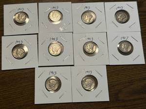 lot 36 image: 10 1943 Mercury Dimes