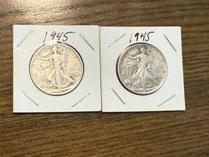 lot 54 image: 2 1945 Liberty Half Dollars