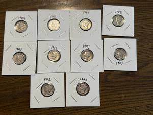 lot 56 image: 10 Mercury Dimes