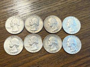 lot 57 image: 8 Silver Washington Quarters