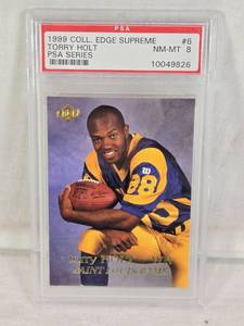 lot 63 image: Torry Holt Rookie 1999 Coll. Edge Supreme PSA 8 #6 - Saint Louis Rams Football Card
