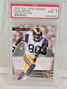 lot 64 image: Isaac Bruce 2000 Collectors Edge Uncirculated #114 PSA 9 - St. Louis Rams Football Card