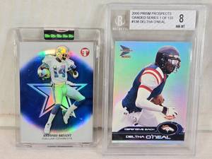 lot 67 image: Lot of 2 Football Cards Featuring Antonio Bryant and Deltha ONeal Beckett Graded 8