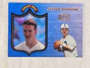 lot 61 image: Peyton Manning Rookie 1998 Playoff Absolute SSD Draft Pick #165 - Indianapolis Colts Football Card