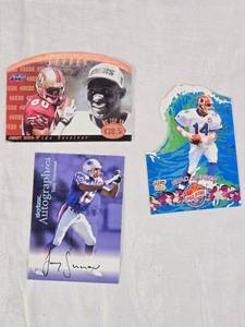 lot 69 image: Lot of 3 Football Cards Featuring Brad Johnson, Jerry Rice, and Tony Simmons Auto