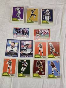 lot 90 image: Lot of Moslty 2003 Fleer Football Cards Featuring Tom Brady, Kurt Warner, Chad Johnson, Marvin Harrison, and Jerome Bettis with Fleer Platinum Special Inserts