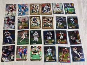 lot 118 image: Lot of Topps Stars, Topps Gallery, Topps Chrome - Late 90s, Early 00s Football Cards Featuring Notable Players Like Jeff Garcia and Reggie Wayne