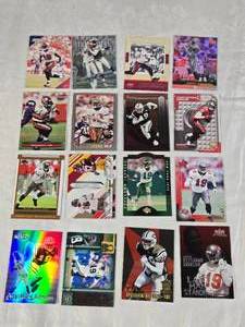 lot 139 image: Lot of 16 Keyshawn Johnson Football Cards featuring various brands and special features including holographic and team-specific cards.