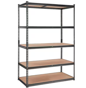 lot 20 image: Black Metal Storage Shelving Unit, 5-Tier Adjustable-2000 lbs. Capacity