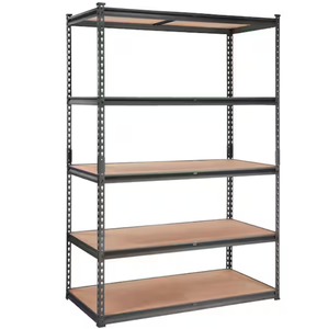 lot 21 image: Black Metal Storage Shelving Unit, 5-Tier Adjustable-2000 lbs. Capacity