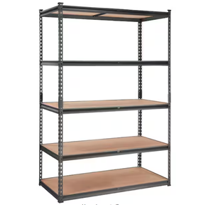 lot 22 image: Black Metal Storage Shelving Unit, 5-Tier Adjustable-2000 lbs. Capacity