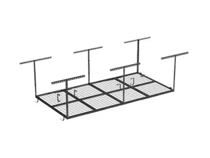 lot 29 image: OHK Series 48 in. W x 96 in. D x 22-40 in. H Black Ceiling Mounted Overhead Garage Storage Rack with Accessory Hooks