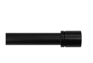 lot 35 image: Box of 2 (72 in. - 144 in. Telescoping 1 in Single Rod Deco Bracket Kit in Matte Black with Elevated Cap Finial)