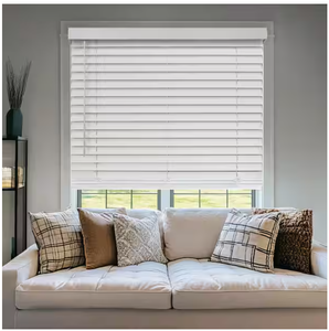 lot 36 image: Chicology White Cordless Room Darkening Faux Wood Window Blinds with 2 in. Slats, 45 in. W x 48 in. L