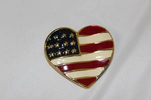 lot 117 image: Heart-shaped American Flag Brooch