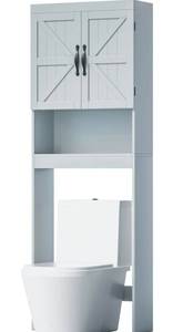 lot 118 image: Over The Toilet Cupboard Adjustable Shelf Grey $89.99 Retail - Brand New