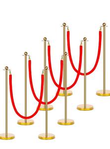 lot 140 image: Hollywood Red Carpet 8pc Velvet Carpet Rope Decor $124.99 Retail - Brand New
