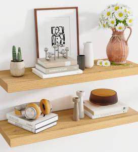 lot 146 image: Floating Shelves 2pc Natural Wood $89.99 Retail - Brand New