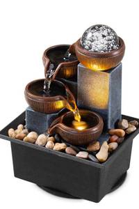 lot 165 image: Tabletop Water Fountain 4 Tier with LED Lights $39.99 Retail - Brand New