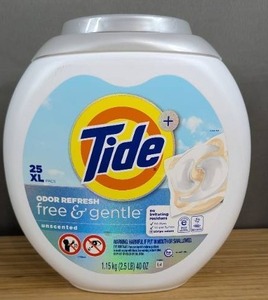 lot 187 image: Tide Odor Refresh Free and Gentle 25 XL Pods - Brand New