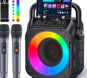 lot 197 image: Portable Karaoke Machine with Microphones $102.99 Retail - Brand New
