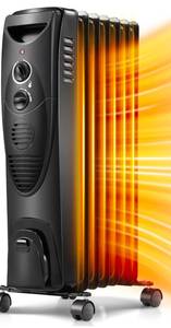 lot 202 image: Portable Electric Oil Radiator Oil Filled with 3 Heat Settings Black $79.99 Retail - Brand New