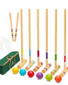 lot 214 image: Wooden Croquet Set 28 $49.99 Retail - Brand New