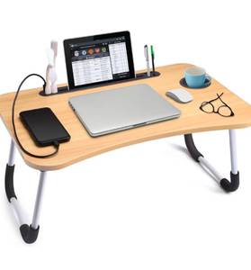 lot 223 image: Slendor Laptop Desk Cup Holder Foldable Laptop Table for Bed Portable $39.99 Retail - Brand New