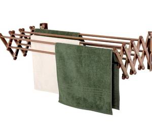 lot 234 image: Wall Mounted Collapsible Towel Clothes Drying Rack Bronze $79.99 Retail - Brand New