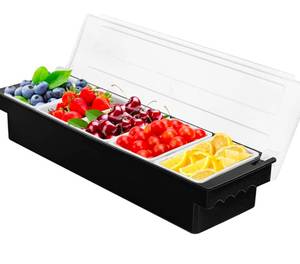 lot 260 image: 5 Compartment Plastic Dispenser with Lid for Food and Condiments - Brand New
