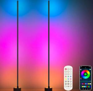 lot 280 image: Corner Floor Lamps 2pk LED with Music Sync Multi Color $74.99 Retail - Brand New