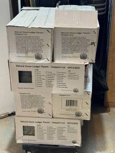 lot 23D image: LL - Lot of Amber Falls Stone Ledger Panels and Sliced Ocean Blue Tiles