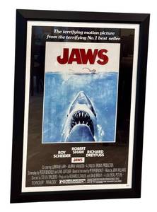 lot 24D image: Framed Jaws Movie Poster 31.5x45 Inches