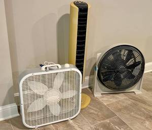 lot 64D image: LL - Assorted Box, Tower, and Floor Fans with Varying Wear