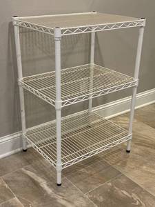 lot 67D image: LL - 3-Tier White Metal Wire Shelf Unit with Plastic Tops, 24 x 18 x 35 Inches