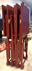 lot 36H image: LLR - Set of 4 Cherry-Finish Folding Tray Tables with Covers