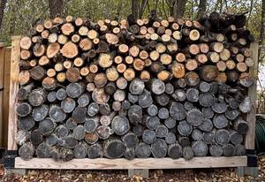 lot 37H image: Y - Large Firewood Stack with Heavy-Duty Outdoor Wood Rack