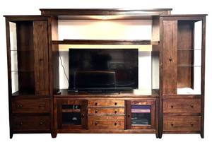 lot 37HH image: LWO  - Large Wooden Entertainment Center with Cabinets and Drawers