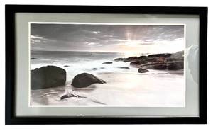 lot 42H image: MBR - Framed Beach Sunset Landscape Artwork Print with Black Frame