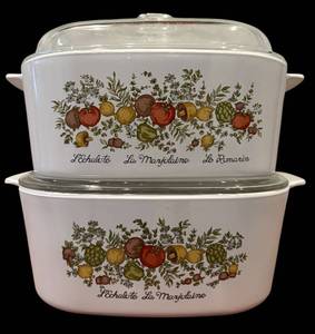 lot 63H image: LLR - Set of 2 Vintage Corning Ware Spice of Life Covered Casserole Dishes