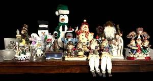 lot 77H image: LWO - Holiday Figurine Collection with 14-Inch Penguin and Snowman Decorations