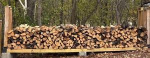 lot 122H image: Y - Substantial Lot of Seasoned Firewood with Heavy-Duty Outdoor Rack Stand