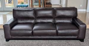 lot 7L image: ML - Brown Leather Sofa with Stitch Detailing