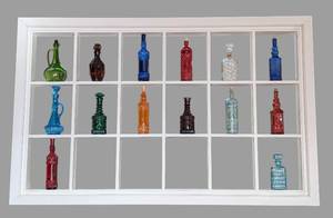 lot 14L image: ML - Collection of 12 Vintage Style Colorful Glass Bottles and Decanters